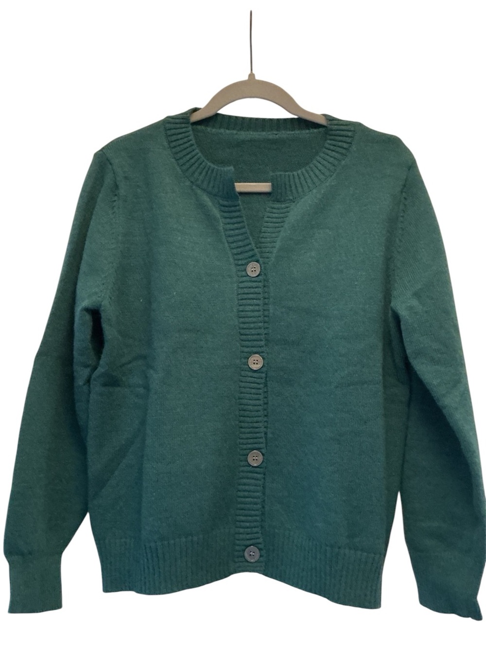 Classic Crewneck Button Cardigan Sweater Green L NWOT